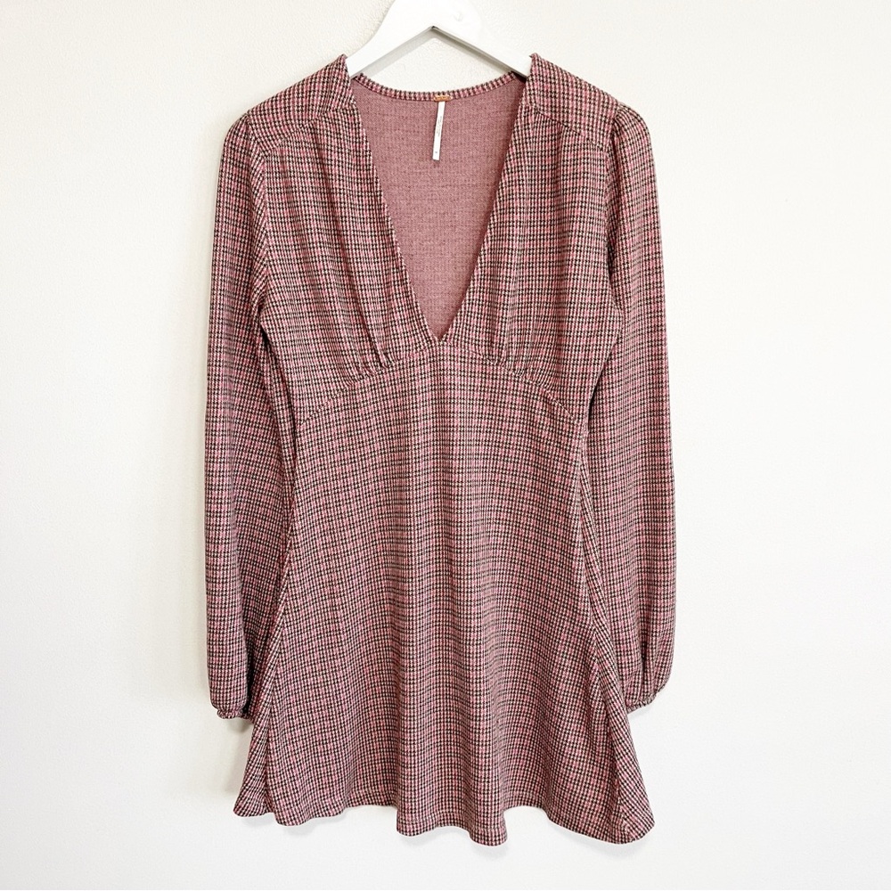 Free People Plaid Mini Dress in Pink and Gray - Picture 3 of 9